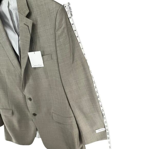 Calvin Klein Blazer Mens 42 Long Tan 100% Wool Suit Jacket Sport Coat New - Picture 9 of 15
